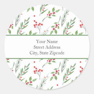 "Christmas Mixed Botanical Pattern" Runder Aufkleber