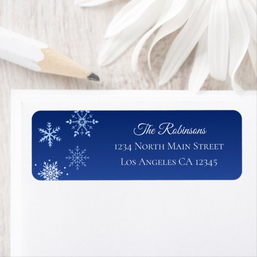 Christmas Modern Blue Snowflake Address (Insitu)