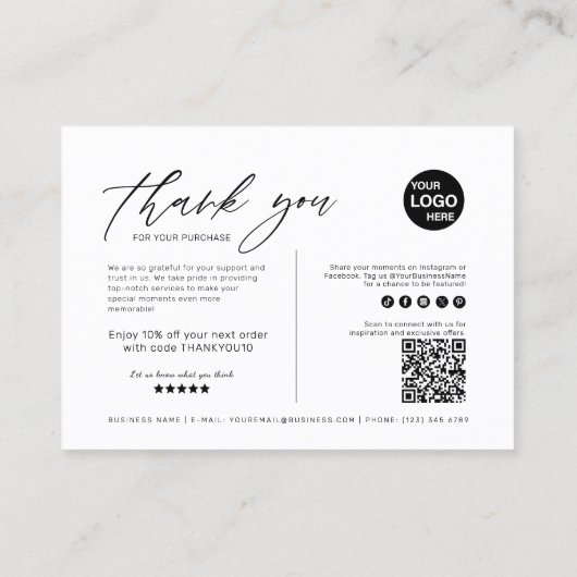 Christmas Modern Holiday Corporate Vielen Dank Visitenkarte (Rückseite)