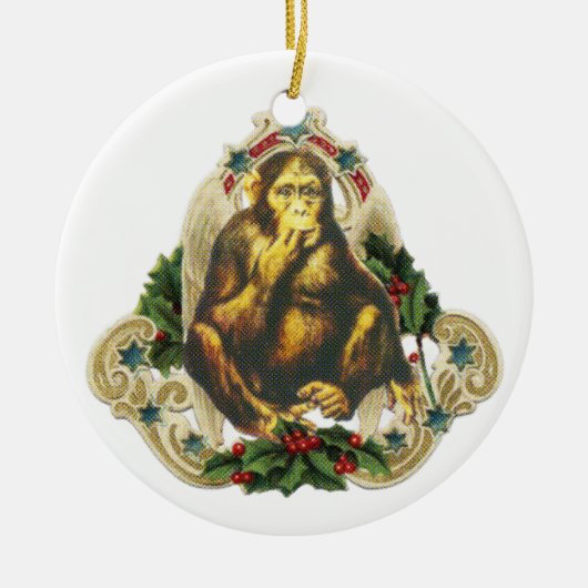Christmas monkey keramik ornament (Vorne)