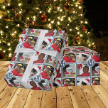 Christmas Monogram Blue Erstellen Sie Ihr eigenes  Geschenkpapier<br><div class="desc">Ein einfaches, klassisches, blau-weißes Weihnachtsdesign mit Ihrem Monogramm-Initial, Familiennamen und vier besonderen Fotos ist der einfache Weg, um Ihr eigenes personalisiertes Foto-Packpapier für den Urlaub oder jeden besondere Anlass zu erstellen. Die Farbe tiefblau und weiß ist ein unerwarteter Pop. Jedes Foto hat einen weißen Rand, und das Monogramm, weiß auf...</div>