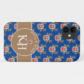 Christmas Monogram Blue Niedlich Rentier Pattern Case-Mate iPhone Hülle (Rückseite (Horizontal))