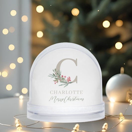 Christmas Monogram Custom Baby Photo Holiday Schneekugeln