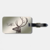 Christmas Monogram Floral Reindeer Golden Winter Gepäckanhänger (Rückseite horizontal)