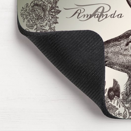 Christmas Monogram Floral Reindeer Golden Winter Mousepad (Ecke)