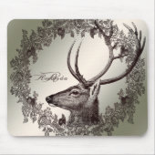 Christmas Monogram Floral Reindeer Golden Winter Mousepad (Vorne)