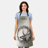 Christmas Monogram Floral Reindeer Golden Winter Schürze (Getragen)