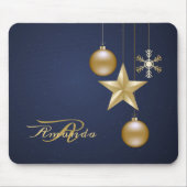 Christmas Monogram Golden Ornaments Navy Blue Mousepad (Vorne)