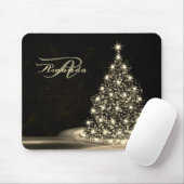 Christmas Monogram Golden Shiny Tree Winter Black Mousepad (Mit Mouse)