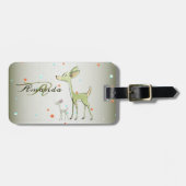 Christmas Monogram Green Deers Holidays Cute Gepäckanhänger (Vorderseite horizontal)