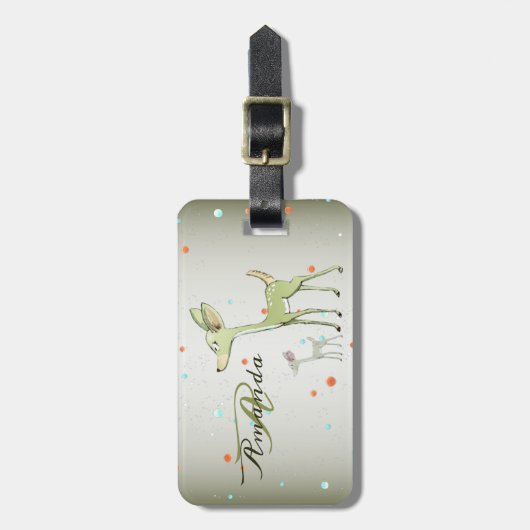 Christmas Monogram Green Deers Holidays Cute Gepäckanhänger (Vorderseite vertikal)