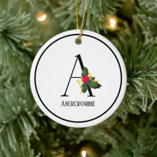 Christmas Monogram Letter A Personalisiert Keramik Ornament