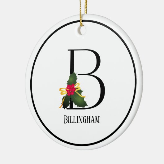 Christmas Monogram Letter B Personalisiert Keramik Ornament (Links)