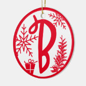 Christmas Monogram Letter B Red White Keramik Ornament (Links)