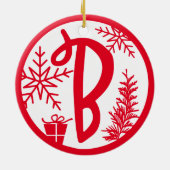 Christmas Monogram Letter B Red White Keramik Ornament (Hinten)