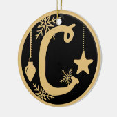 Christmas Monogram Letter C Gold Black Keramik Ornament (Links)