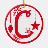 Christmas Monogram Letter C Red White Keramik Ornament (Vorne)