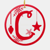 Christmas Monogram Letter C Red White Keramik Ornament (Hinten)
