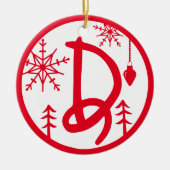 Christmas Monogram Letter D Red White Keramik Ornament (Vorne)