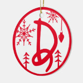 Christmas Monogram Letter D Red White Keramik Ornament (Links)