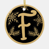 Christmas Monogram Letter F Gold Black Keramik Ornament (Vorne)