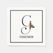 Christmas Monogram Letter G Personalisiertes Papie Serviette (Vorderseite)