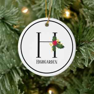 Christmas Monogram Letter H Personalisiert Keramik Ornament