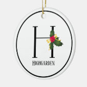Christmas Monogram Letter H Personalisiert Keramik Ornament (Links)