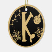 Christmas Monogram Letter K Gold Black Keramik Ornament (Links)