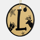 Christmas Monogram Letter L Black Gold Keramik Ornament (Links)