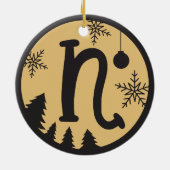 Christmas Monogram Letter N Black Gold Keramik Ornament (Hinten)