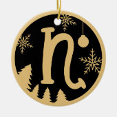 Christmas Monogram Letter N Gold Black Keramik Ornament (Vorne)