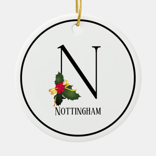 Christmas Monogram Letter N Personalisiert Keramik Ornament (Vorne)