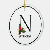 Christmas Monogram Letter N Personalisiert Keramik Ornament (Links)