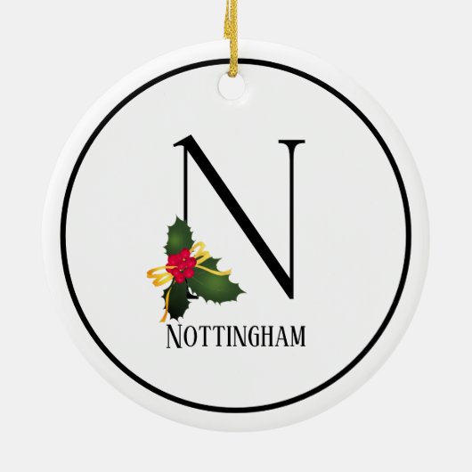 Christmas Monogram Letter N Personalisiert Keramik Ornament (Hinten)