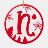 Christmas Monogram Letter N Red White Keramik Ornament (Hinten)