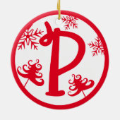 Christmas Monogram Letter P Red White Keramik Ornament (Hinten)