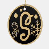 Christmas Monogram Letter S Gold Black Keramik Ornament (Links)