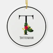 Christmas Monogram Letter T Personalisiert Keramik Ornament (Vorne)
