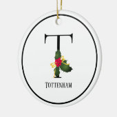 Christmas Monogram Letter T Personalisiert Keramik Ornament (Links)