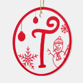 Christmas Monogram Letter T Red White Keramik Ornament (Links)