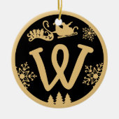 Christmas Monogram Letter W Gold Black Keramik Ornament (Vorne)
