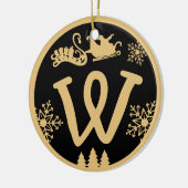 Christmas Monogram Letter W Gold Black Keramik Ornament (Links)