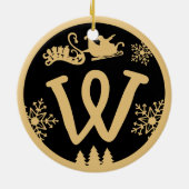 Christmas Monogram Letter W Gold Black Keramik Ornament (Hinten)
