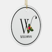 Christmas Monogram Letter W Personalized Keramik Ornament (Rechts)