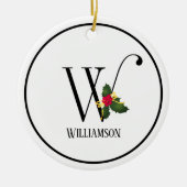 Christmas Monogram Letter W Personalized Keramik Ornament (Vorne)