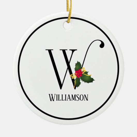Christmas Monogram Letter W Personalized Keramik Ornament (Vorne)