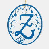 Christmas Monogram Letter Z Blue White Keramik Ornament (Links)