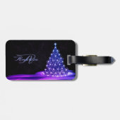 Christmas Monogram Pink Blue Winter Black Rustic Gepäckanhänger (Rückseite horizontal)