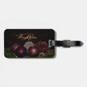 Christmas Monogram Pink Ornament Green Black Gepäckanhänger (Rückseite horizontal)